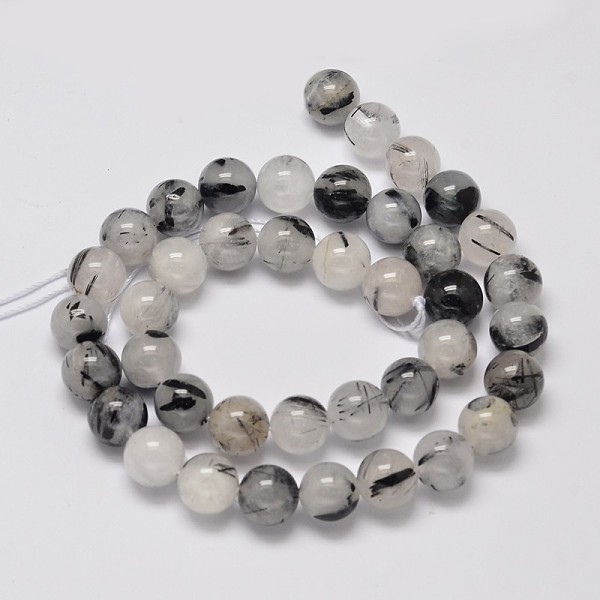 Round Grade A Natural Rutilated Quartz Bead Strands