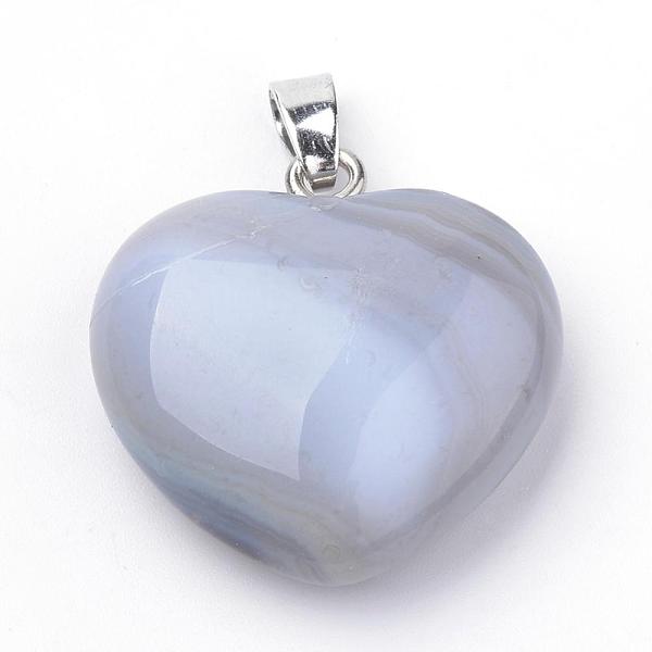 

PandaHall Natural Grey Agate Pendants, with Alloy Findings, Heart, Platinum, 27~29x28x11mm, Hole: 3.5x5mm Grey Agate Heart