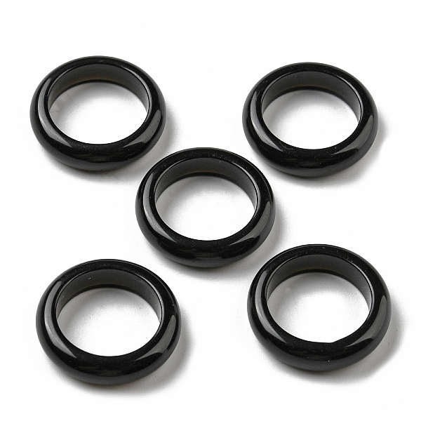 

PandaHall Natural Obsidian Plain Band Ring for Women, US Size 9(18.9mm) Obsidian