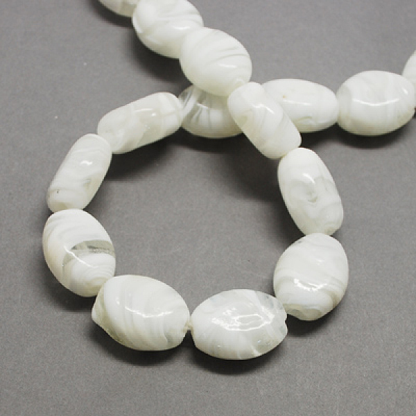 

PandaHall Handmade Lampwork Beads, Oval, White, 21x17x12mm, Hole: 1~3mm Lampwork Oval White