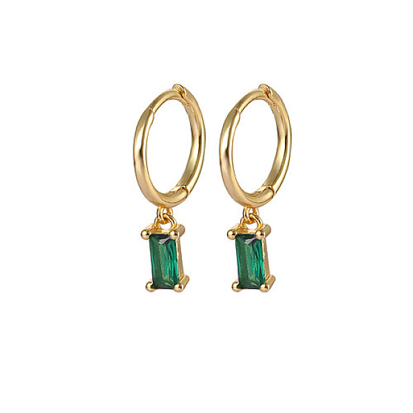 

PandaHall Real 18K Gold Plated 925 Sterling Silver Dangle Hoop Earrings for Women, Rectangle, Green, 19.8mm Sterling Silver Rectangle Green