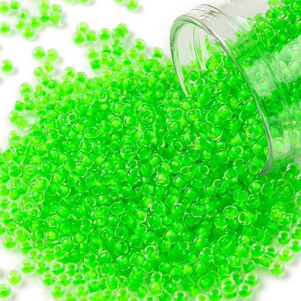 

PandaHall TOHO Round Seed Beads, Japanese Seed Beads, (805) Luminous Neon Green, 11/0, 2.2mm, Hole: 0.8mm, about 5555pcs/50g Glass Green