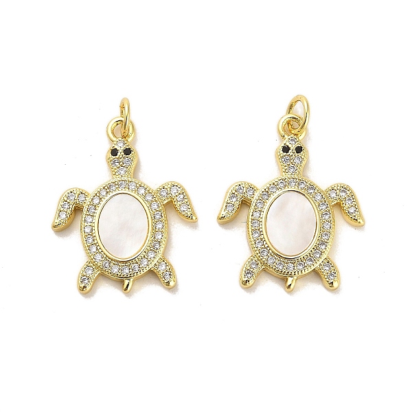 

PandaHall Brass Micro Pave Cubic Zirconia Pendants, with Shell, Real 18K Gold Plated, Turtle, 23x18.5x3mm, Hole: 3.5mm Brass+Cubic..., Clear