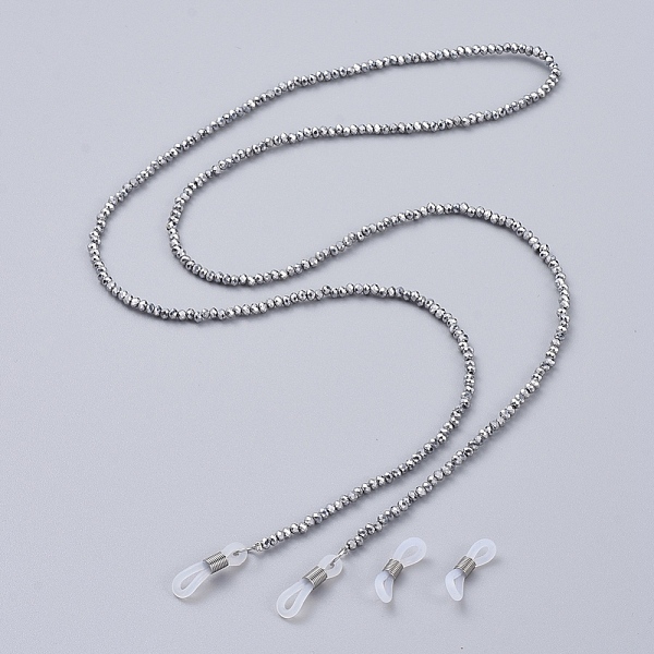 

PandaHall Eyeglasses Chains, Neck Strap for Eyeglasses, with Electroplate Glass Beads, Brass Crimp Beads and Rubber Loop Ends, Silver, 31.3...