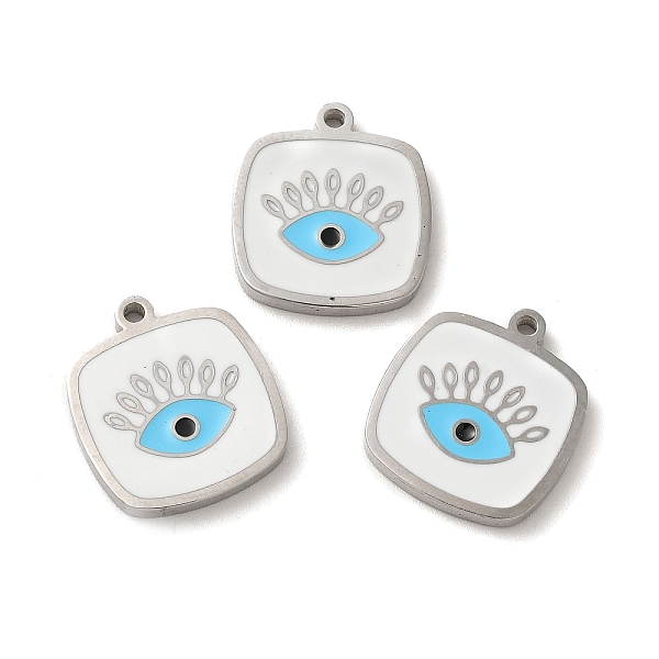 

PandaHall 304 Stainless Steel Enamel Pendants, Rectangle with Evil Eye Charm, Stainless Steel Color, 17x15x2mm, Hole: 1.5mm Stainless..., White