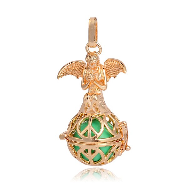 

PandaHall Golden Plated Brass Hollow Round Cage Pendants, with No Hole Spray Painted Brass Beads, Medium Spring Green, 45x25x24mm, Hole...