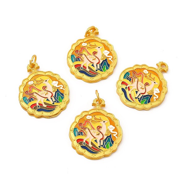

PandaHall Alloy Pendants, with Double-Sided Enamel and Jump Ring, Flower with Deer Charm, Colorful, 32x26x2.5mm, Hole: 5mm Alloy+Enamel...