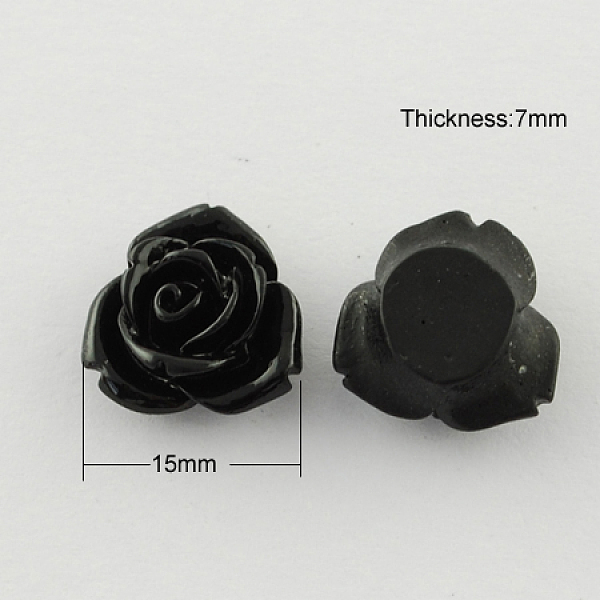 

PandaHall Resin Cabochons, Flower, Black, 15x7mm Resin Flower Black