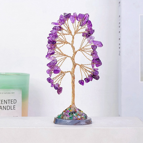 

PandaHall Natural Amethyst Tree of Life Display Decorations, Figurine Home Decoration, Reiki Energy Stone for Healing, 120~130mm Amethyst...