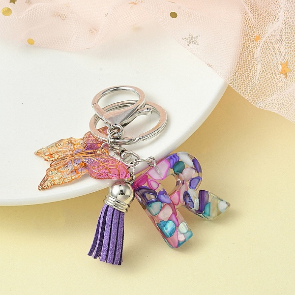 

PandaHall Resin Letter & Acrylic Butterfly Charms Keychain, Tassel Pendant Keychain with Alloy Keychain Clasp, Letter R, 9cm Acrylic Letter...