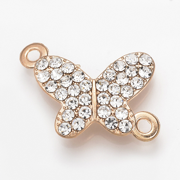 

PandaHall Alloy Rhinestone Links connectors, Butterfly, Light Gold, 20.5x15x2mm, Hole: 1.5mm Alloy+Rhinestone Butterfly Clear