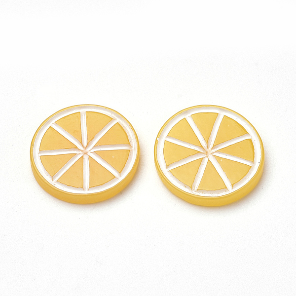 

PandaHall Resin Cabochons, Orange, Gold, 15x2mm Resin Fruit Gold