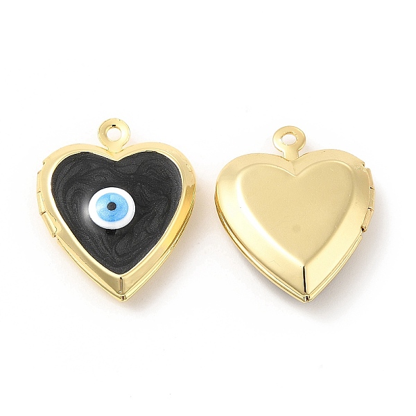 

PandaHall Brass Enamel Locket Pendants, Real 18K Gold Plated, Long-Lasting Plated, Heart with Evil Eye, Black, 21x17x5mm, Hole: 1.4mm, Inner...