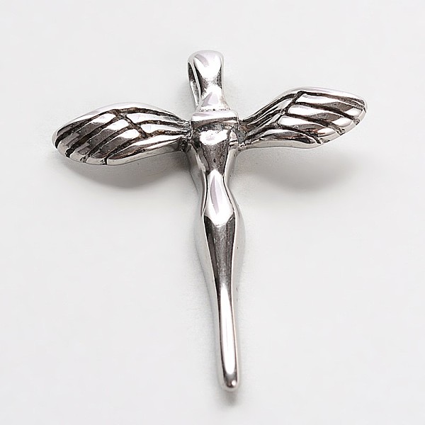 

PandaHall 201 Stainless Steel Fairy Pendants, Stainless Steel Color, 37x30.5x6mm, Hole: 3.5x5mm 201 Stainless Steel Angel & Fairy