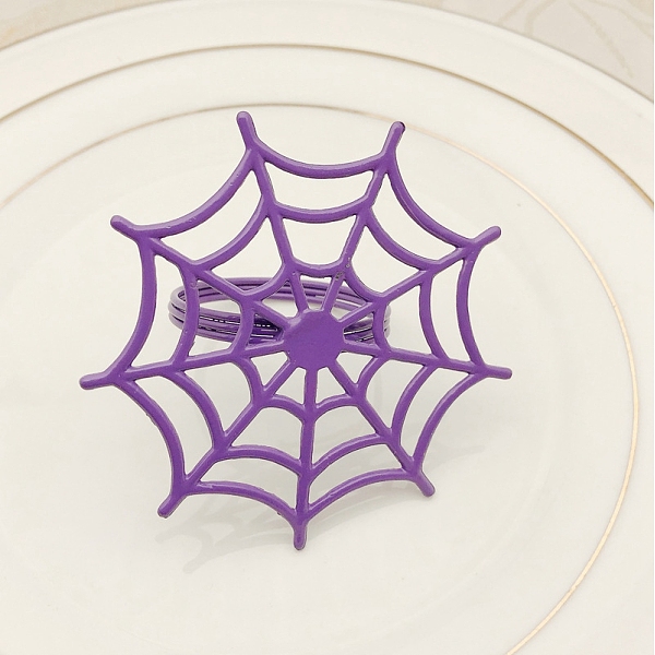 

PandaHall Alloy Napkin Rings, Napkin Holder Adornment, Restaurant Daily Accessiroes, Spider Web, Purple, 70x70mm Alloy Others Purple