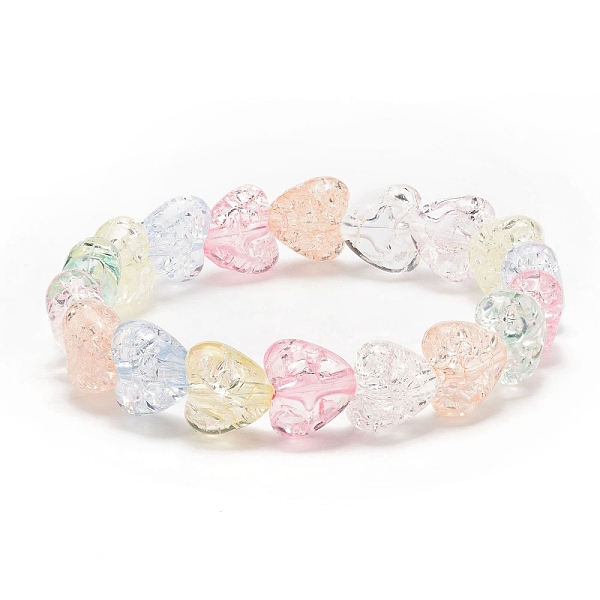 

PandaHall Candy Color Acrylic Heart Beaded Stretch Bracelet for Kids, Colorful, Inner Diameter: 1-3/4 inch(4.3cm) Acrylic