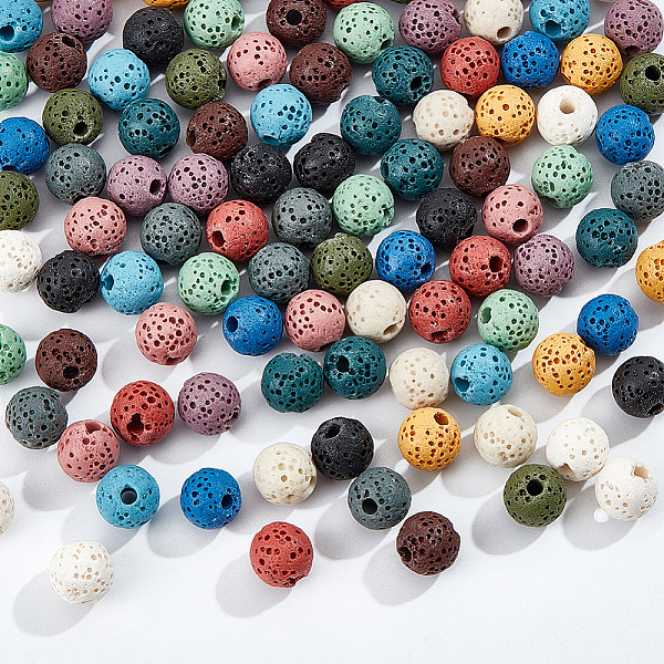 

PandaHall 2 Strands Dyed Round Synthetic Lava Rock Beads Strands, Colorful, 8~9mm, Hole: about 2.5~3mm, about 52pcs/strand, 15.5 inch Lava...