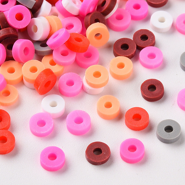 PandaHall Handmade Polymer Clay Beads, Heishi Beads, for DIY Jewelry Crafts Supplies, Disc/Flat Round, Mixed Color, 4.5x1.5mm, Hole: 1.5mm...