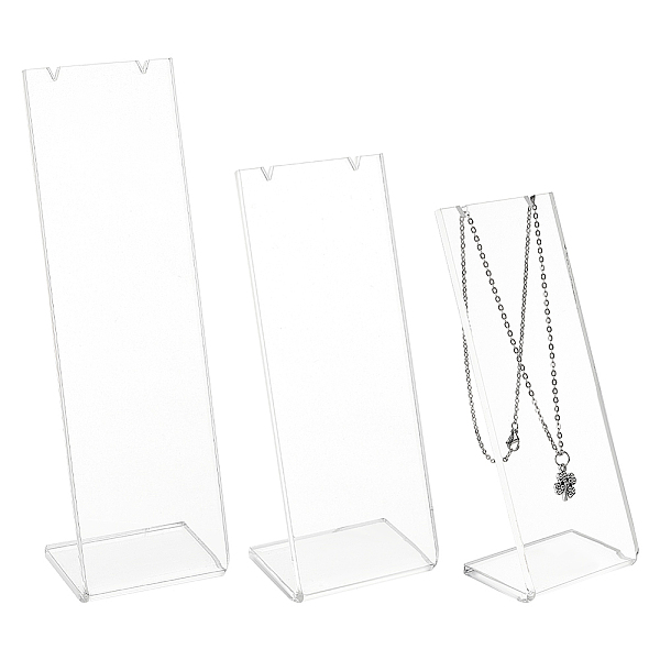 

PandaHall FINGERINSPIRE 3 Pcs L-Shape Acrylic Necklace Stand 15.2/17.3/19cm Clear Slant Back Necklace Display Holder Jewelry Organizer for...