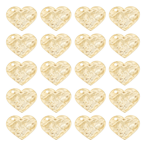 

PandaHall ARRICRAFT 20Pcs Brass Pendants, Long-Lasting Plated, Hammered, Heart, Real 18K Gold Plated, 17.5x20x1.2mm, Hole: 1.8mm Brass Heart