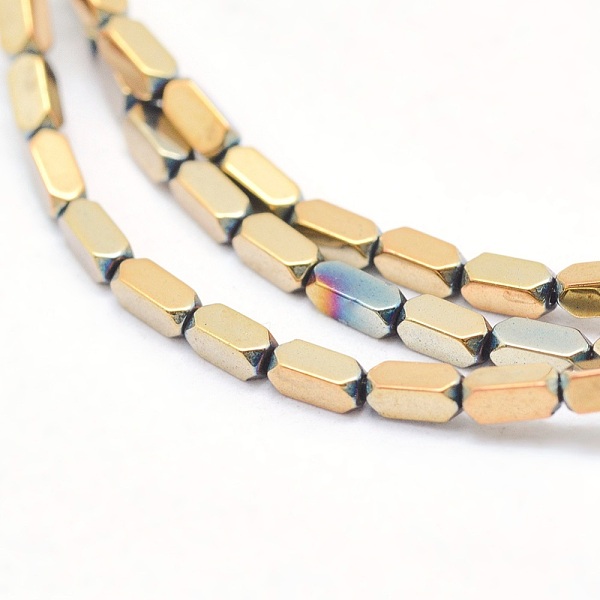 

PandaHall Electroplate Non-magnetic Synthetic Hematite Beads Strands, Vacuum Plating, Faceted, Cuboid, Gold, 3x1x1mm, Hole: 0.5mm, about...