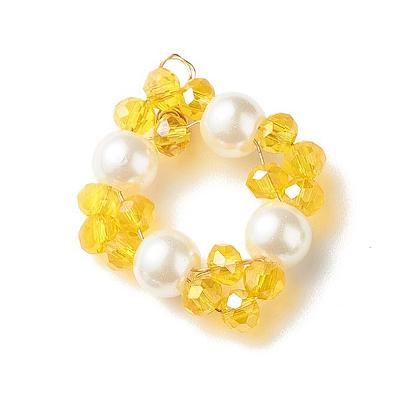 

PandaHall Wire Wrapped Electroplate Glass & Glass Pearl Pendants, Flower, Gold, 29x26x6.5mm, Hole: 2mm Glass Flower Gold