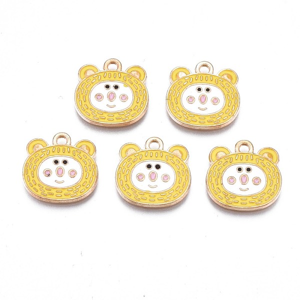 

PandaHall Alloy Enamel Pendants, Cadmium Free & Nickel Free & Lead Free, Light Gold, Bear Head, Yellow, 16x16x1.5mm, Hole: 1.6mm...