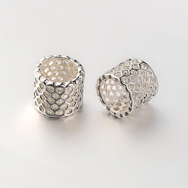

PandaHall Brass Filigree Column Beads, Large Hole Beads, Silver Color Plated, 8.5x9mm, Hole: 7mm Brass Column
