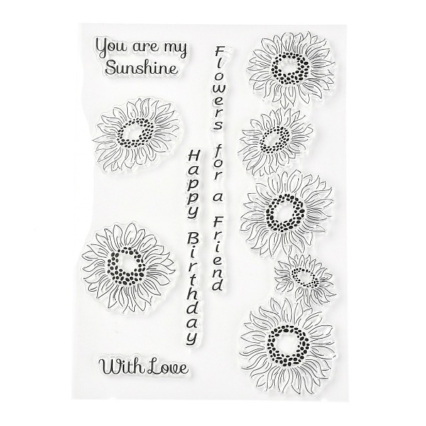 

PandaHall Silicone Clear Stamps, for Card Making Decoration DIY Scrapbooking, Sunflower Pattern, 20.5x14.5x0.3cm Silicone Flower