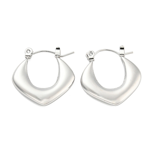 

PandaHall Chunky Rhombus 304 Stainless Steel Hoop Earrings for Women, Stainless Steel Color, 20.5x20.5x3mm 304 Stainless Steel Rhombus
