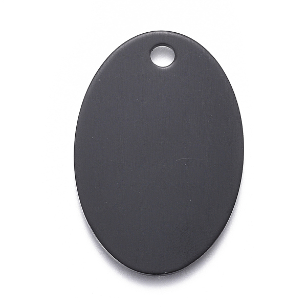 PandaHall Pet Aluminium Pendants, Stamping Blank Tag, Oval, Black, 38x25x1mm, Hole: 3.5mm Aluminum Oval Black