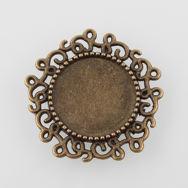 

PandaHall Vintage Filigree Wrap Flat Round Alloy Pendant Cabochon Settings, Cadmium Free & Nickel Free & Lead Free, Antique Bronze, Tray...
