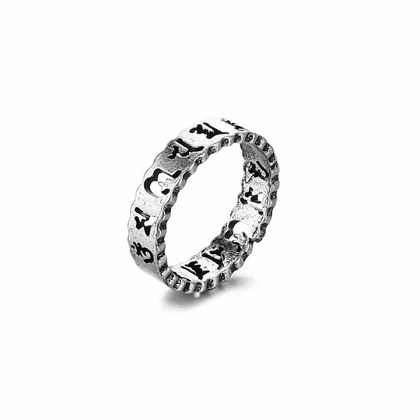 

PandaHall Alloy Punk Open Cuff Rings for Men, Antique Silver Alloy