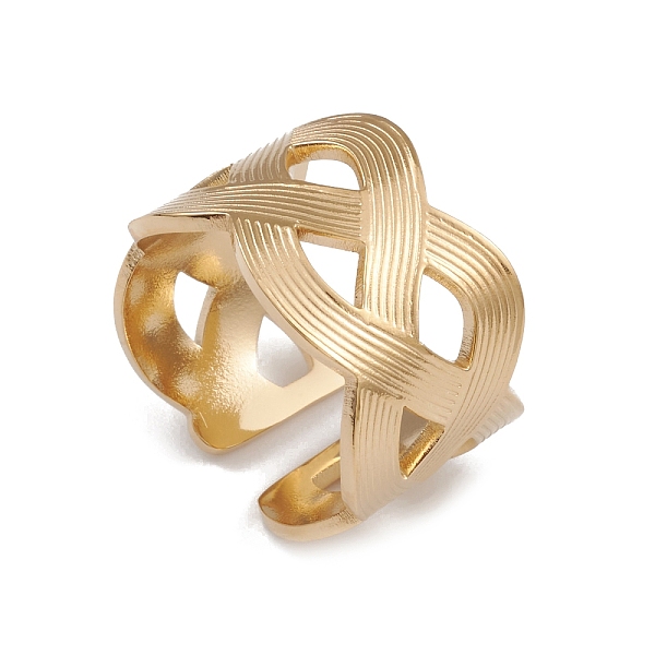 

PandaHall Ion Plating(IP) 304 Stainless Steel Hollow Out Wave Open Cuff Rings for Women, Real 14K Gold Plated, Inner Diameter: 17.2mm 304...