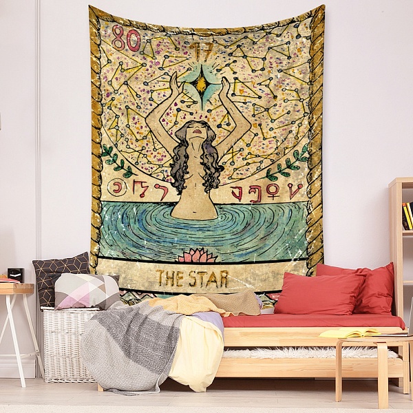 

PandaHall Tarot Tapestry, Polyester Bohemian Wall Hanging Tapestry, for Bedroom Living Room Decoration, Rectangle, The Star XVII...