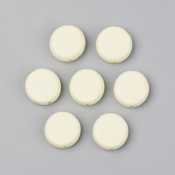 

PandaHall Painted Natural Wood Beads, Lead Free, Flat Round, Beige, 16~17x6mm, Hole: 1.2mm Schima Wood Flat Round Yellow