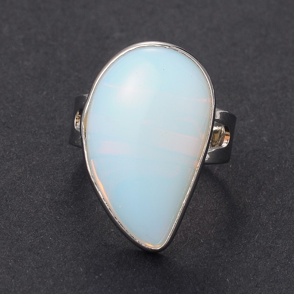 

PandaHall Adjustable Opalite Brass Rings, 19mm Opalite