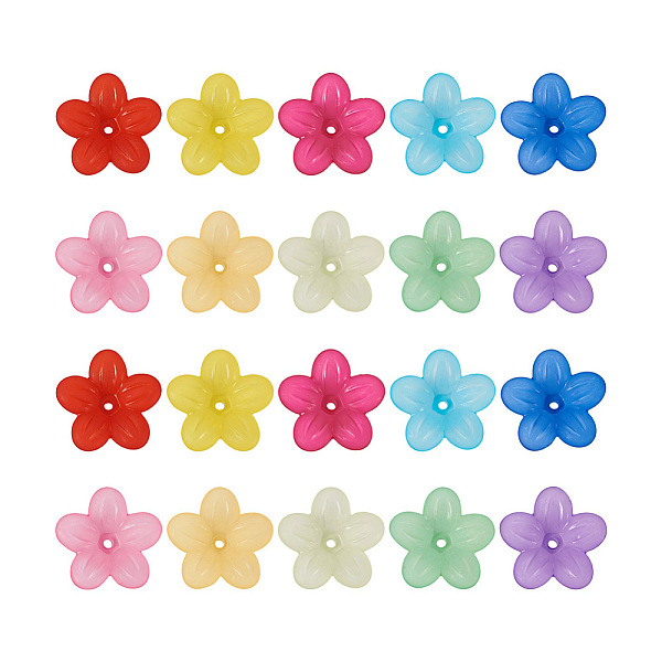 

PandaHall Yilisi 200Pcs 10 Colors Frosted Acrylic Bead Caps, 5-Petal, Flower, Mixed Color, 19.5x20x5.5mm, Hole: 1.6mm, 20pcs/color Acrylic..., Multicolor