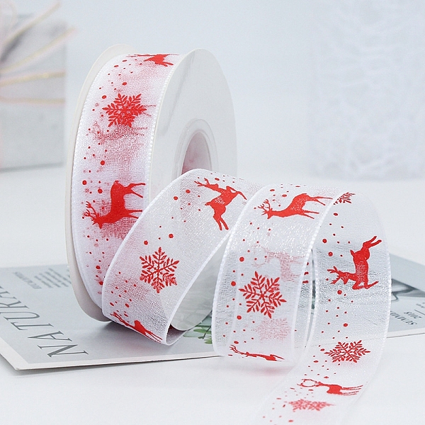 22M Christmas Printed Organza Ribbons