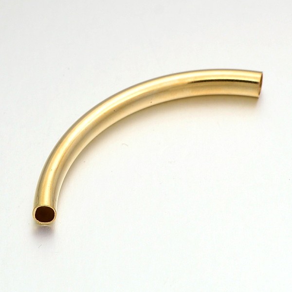

PandaHall Light Gold Plated Long Brass Curved Tube Beads, Curved Tube Noodle Beads, Golden, 55x4.5mm, Hole: 4x3mm Brass Tube