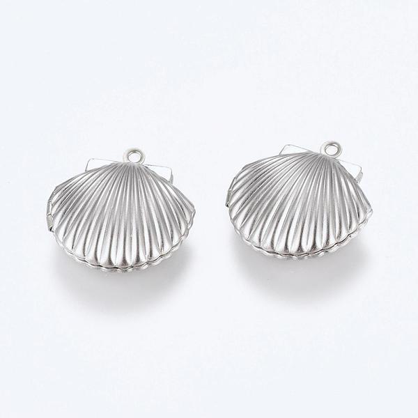 

PandaHall 316 Stainless Steel Locket Pendants, Photo Frame Charms for Necklaces, Shell, Stainless Steel Color, 23x22x8mm, Hole: 1.6mm, Inner...