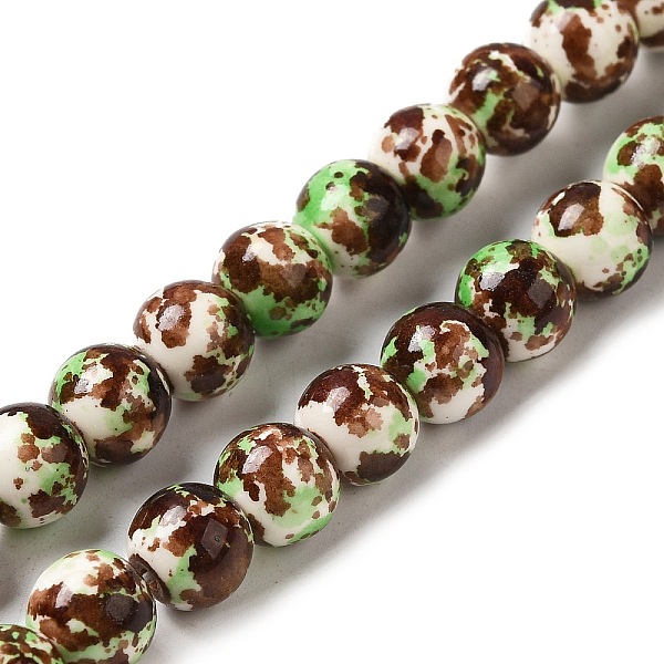 

PandaHall Synthetic Turquoise Dyed Camouflage Beads Strands, Fuel Injection Effect, Round, Coconut Brown, 8mm, Hole: 1.2mm, about...