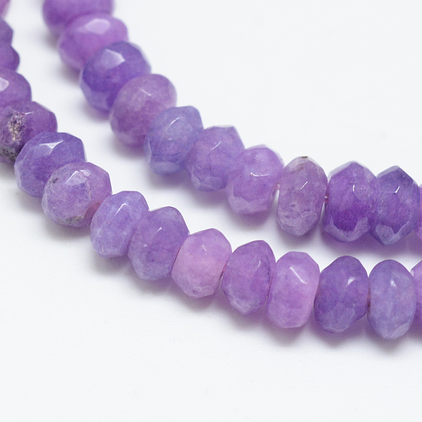 

PandaHall Natural White Jade Bead Strands, Dyed, Faceted, Rondelle, Dark Orchid, 4x3mm, Hole: 1mm, about 110~113pcs/strand, 13.78~14.17 inch...