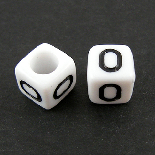 

PandaHall Letter Acrylic European Beads, Horizontal Hole, Cube, Letter.O, 10x10x10mm, Hole: 3.5~4mm, about 598pcs/500g Acrylic Letter O..., White