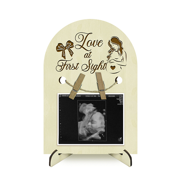 

PandaHall Arch Shape Wood Announcement Picture Frame Stand, for First Time Moms Baby Sonogram Frames, Human, 180x125x4mm, Hole: 10mm Wood...