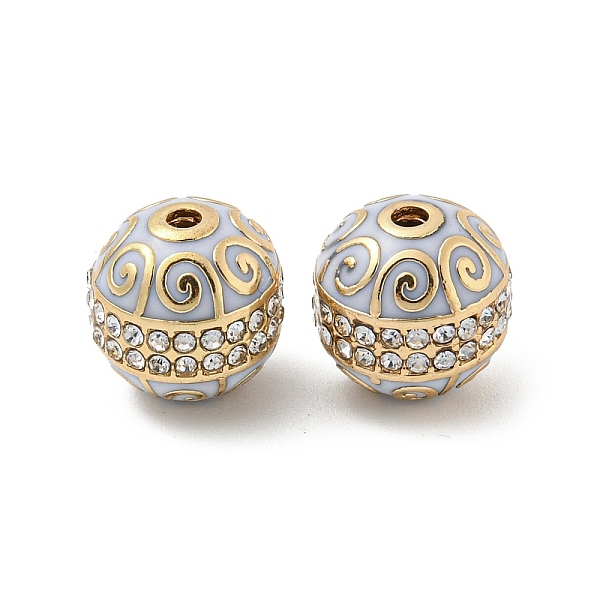 

PandaHall Alloy Enamel Beads, with Rhinestone, Round, Golden, 12x11.5mm, Hole: 1.8mm Alloy Rhinestone+Enamel Round