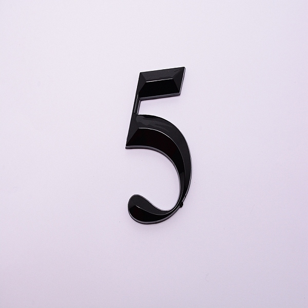 PandaHall Plastic & PVC Number Sign Labels, Black, Num.5, 5: 69.5x44.5x8mm Plastic Black