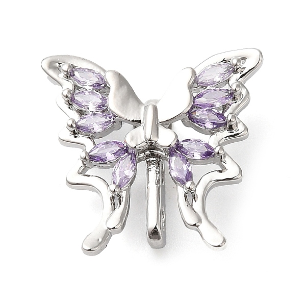 

PandaHall 3 Hole Brass Micro Pave Cubic Zirconia Multi-strand Links, Butterfly, Platinum, Lilac, 16x16x6mm, Hole: 1.6mm Brass+Cubic Zirconia..., Purple