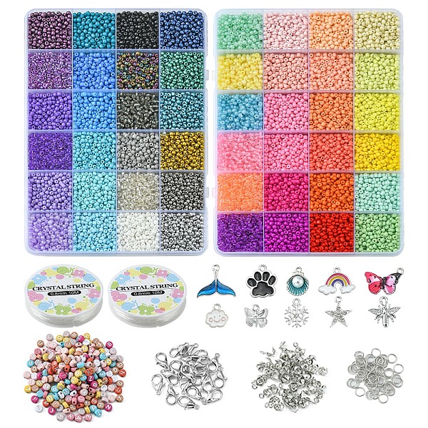 

PandaHall DIY Letter Bracelet Necklace Making Kit, Including Round Seed & Acrylic Beads, Rainbow & Cloud & Snowflake & Butterfly Alloy..., Multicolor
