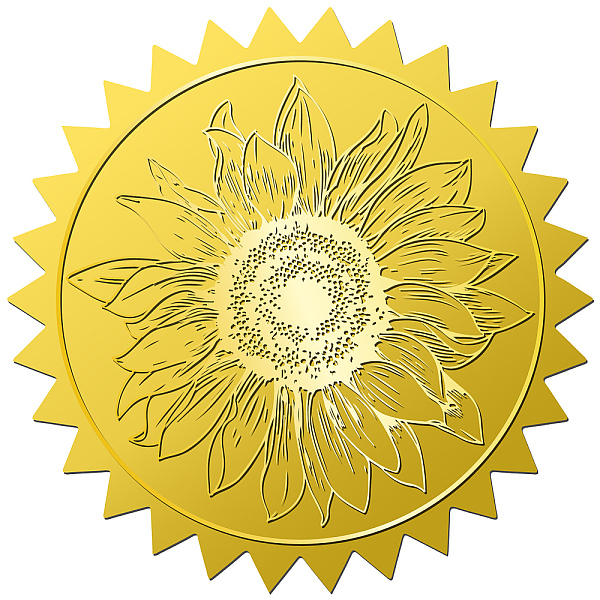 

PandaHall CRASPIRE 144Pcs Sunflowers Gold Foil Embossed Stickers 2" Self Adhesive Envelopes Seals Sticker Labels Vintage for Wedding...